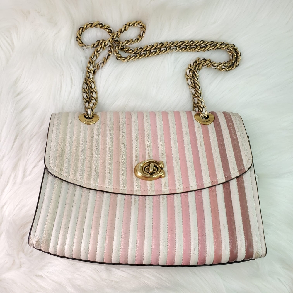 Coach Parker Pink Ombré Quilted Leather Convertibl Shoulder Crossbody Bag